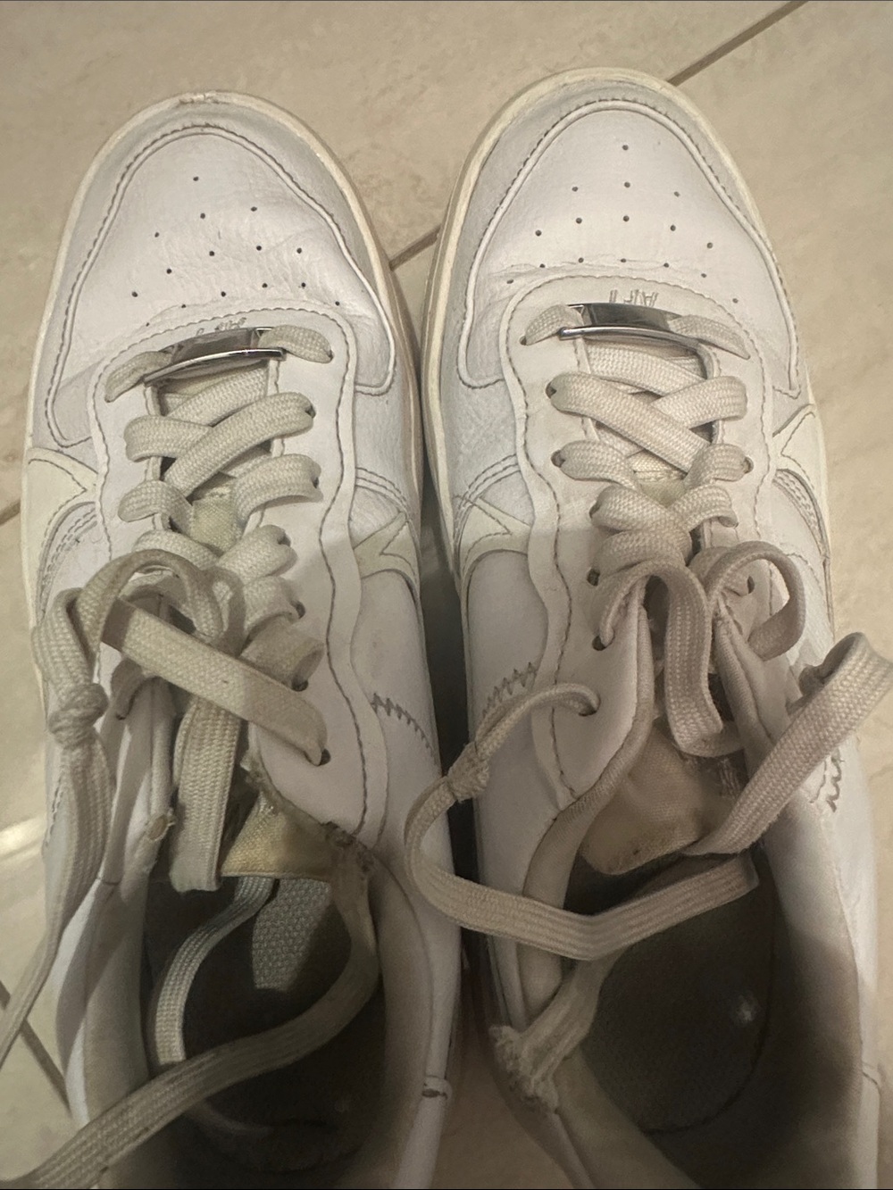 Women's White Leather Low-Top Sneakers